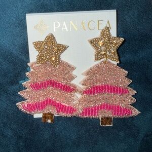 NEW…Panacea Cache Pink and Gold Festive Tree Earrings